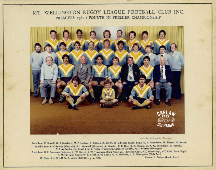 Mt Wellington Rugby League Premier Team 1981